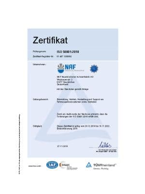 Zertifikat ISO 5001 | NAF Axles