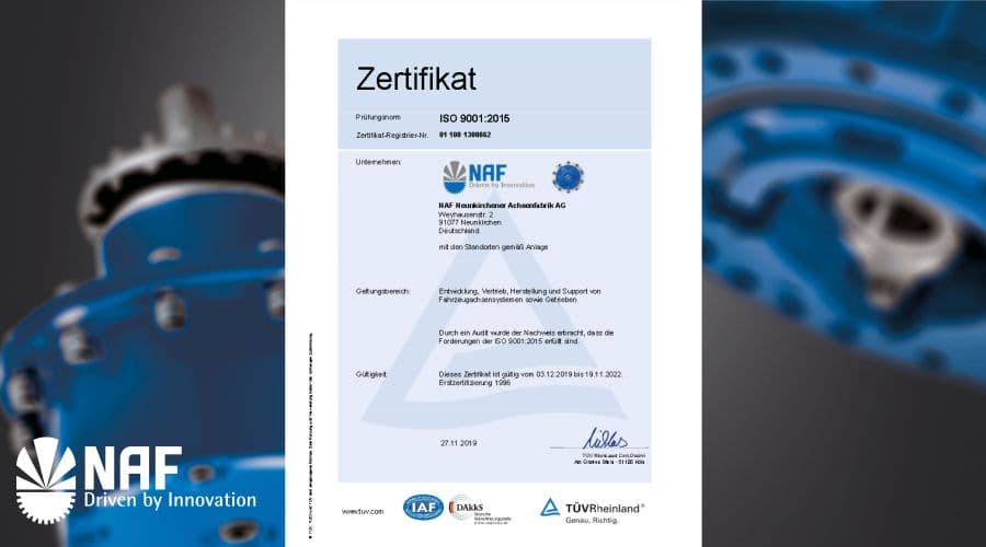 Certification News NAF Achsenfabrik