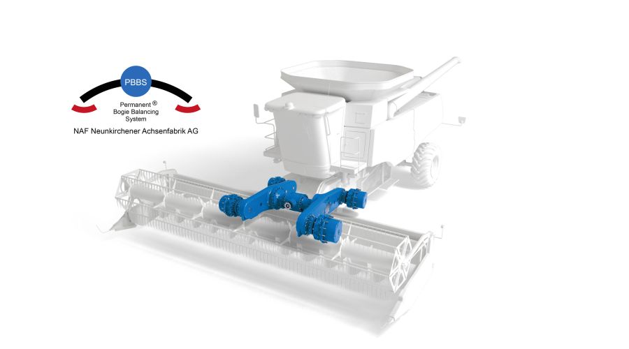NAF Bogie Axle with optional PBBS in Combine Harvester
