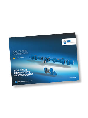 Cover page of the brochure on NAF steering axles, rigid axles and gearboxes