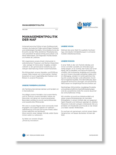 Picture of NAF's management policy