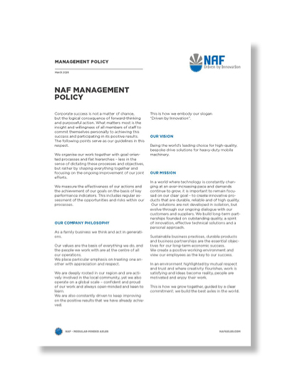 Picture of NAF's management policy