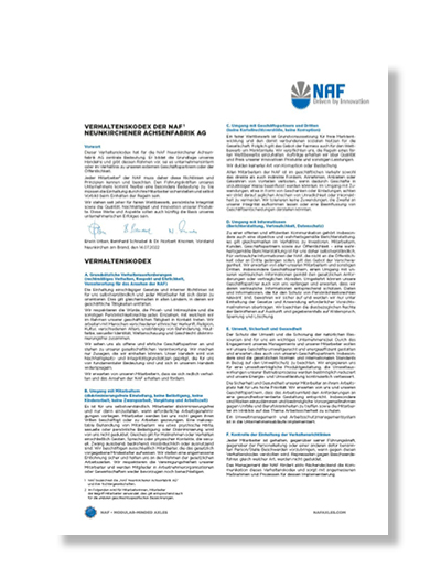 Picture of NAF's code of conduct
